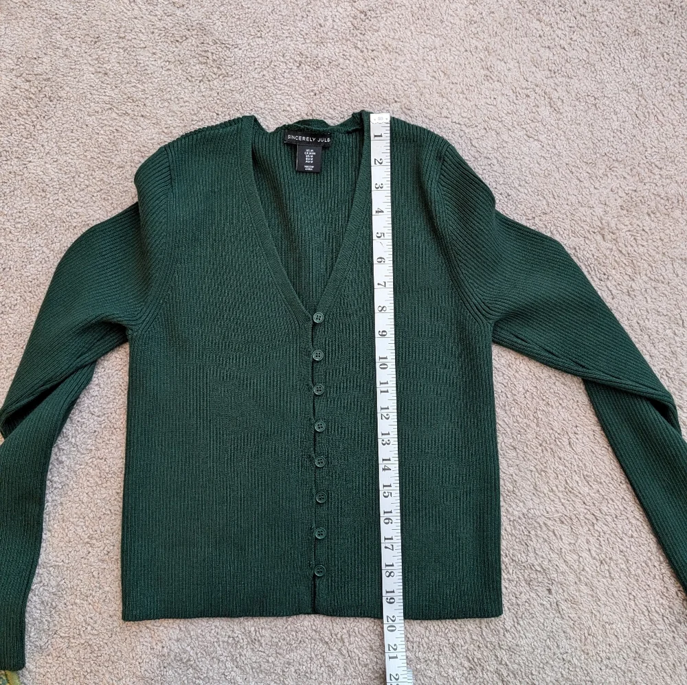 Sincerely Jules Women's Forest Green Cardigan Size M - Picture 9 of 9